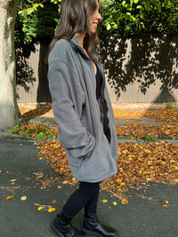 Vintage Grey Zip-Up Fleece Jacket