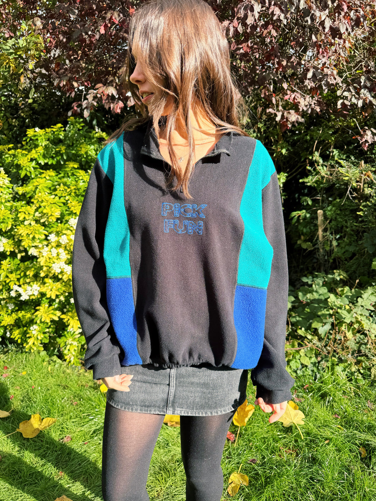 Vintage Colour Block Pick Fun 1/4 Zip Fleece