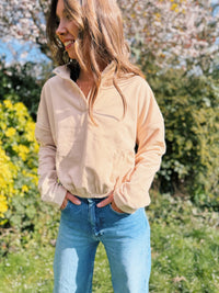 Cosy Nude 1/4 Button Cropped Fleece