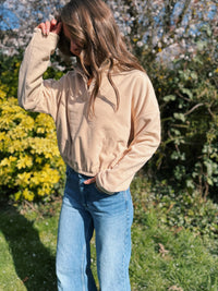 Cosy Nude 1/4 Button Cropped Fleece