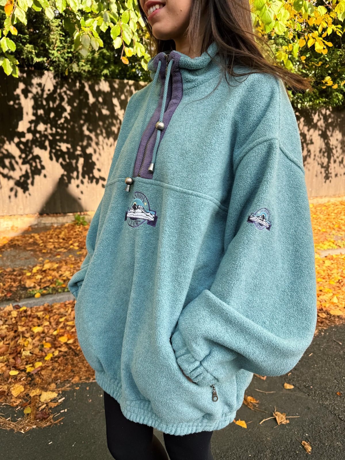 Vintage Teal & Purple 1/4 Zip Mountain Fleece