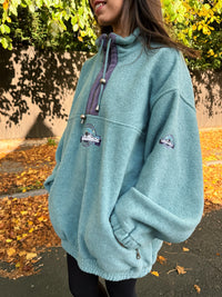 Vintage Teal & Purple 1/4 Zip Mountain Fleece
