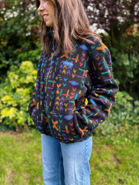 Vintage Abstract Pattern Full Zip Polartec  Fleece Jacket