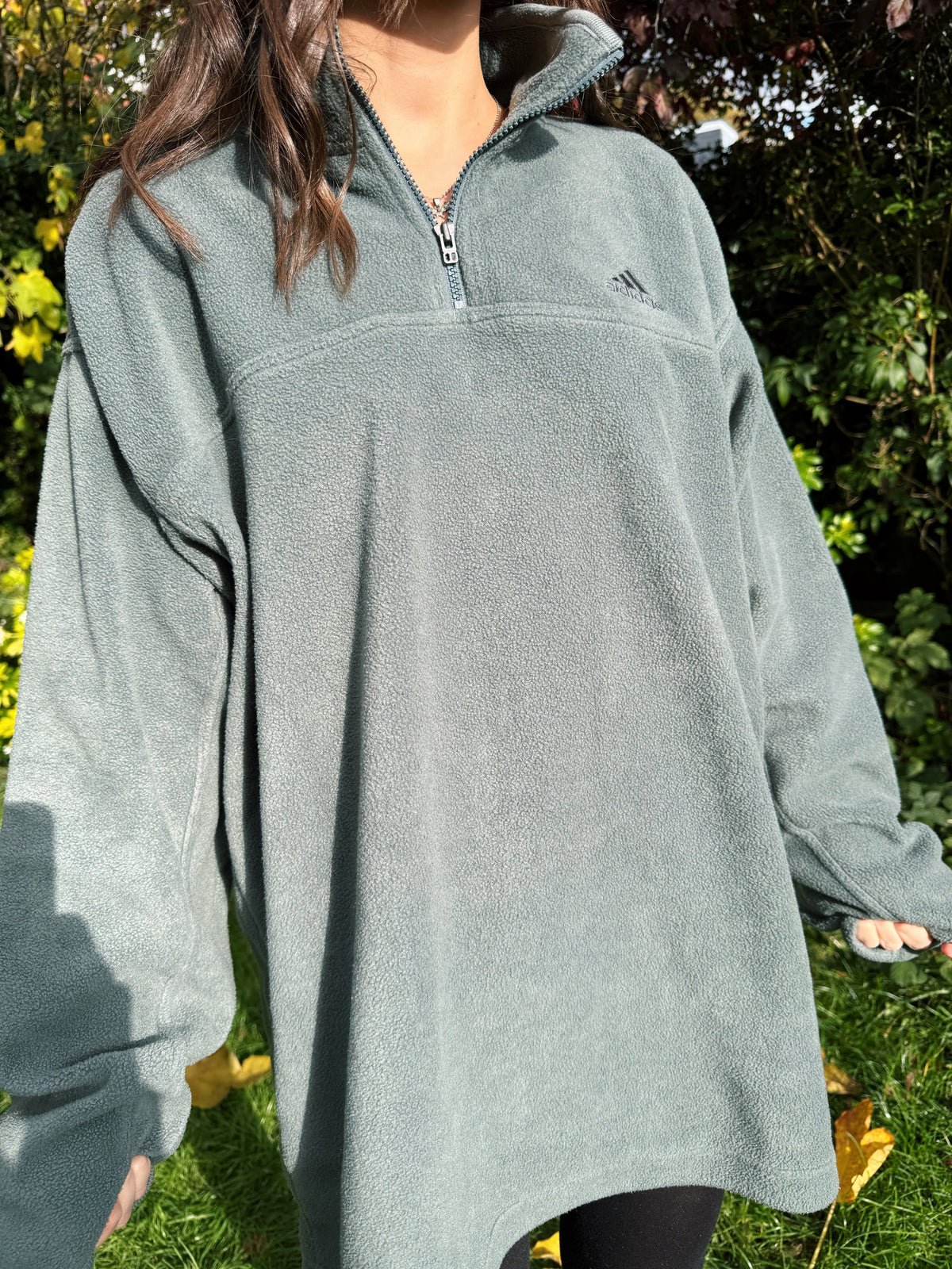 Vintage Adidas 1/4 Zip Fleece Khaki Green