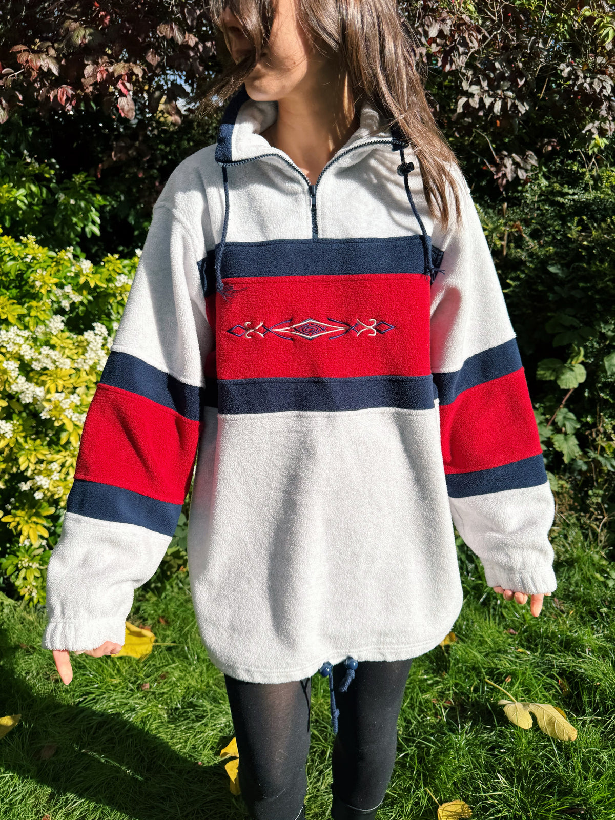 Vintage 90s 1/4 Zip Embroidered Fleece Pullover