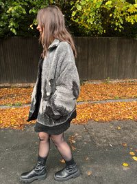 Vintage Eagle Patterned Teddy Fleece Jacket