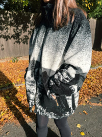 Vintage Mountain Bear Print Full Zip Teddy Fleece Jacket
