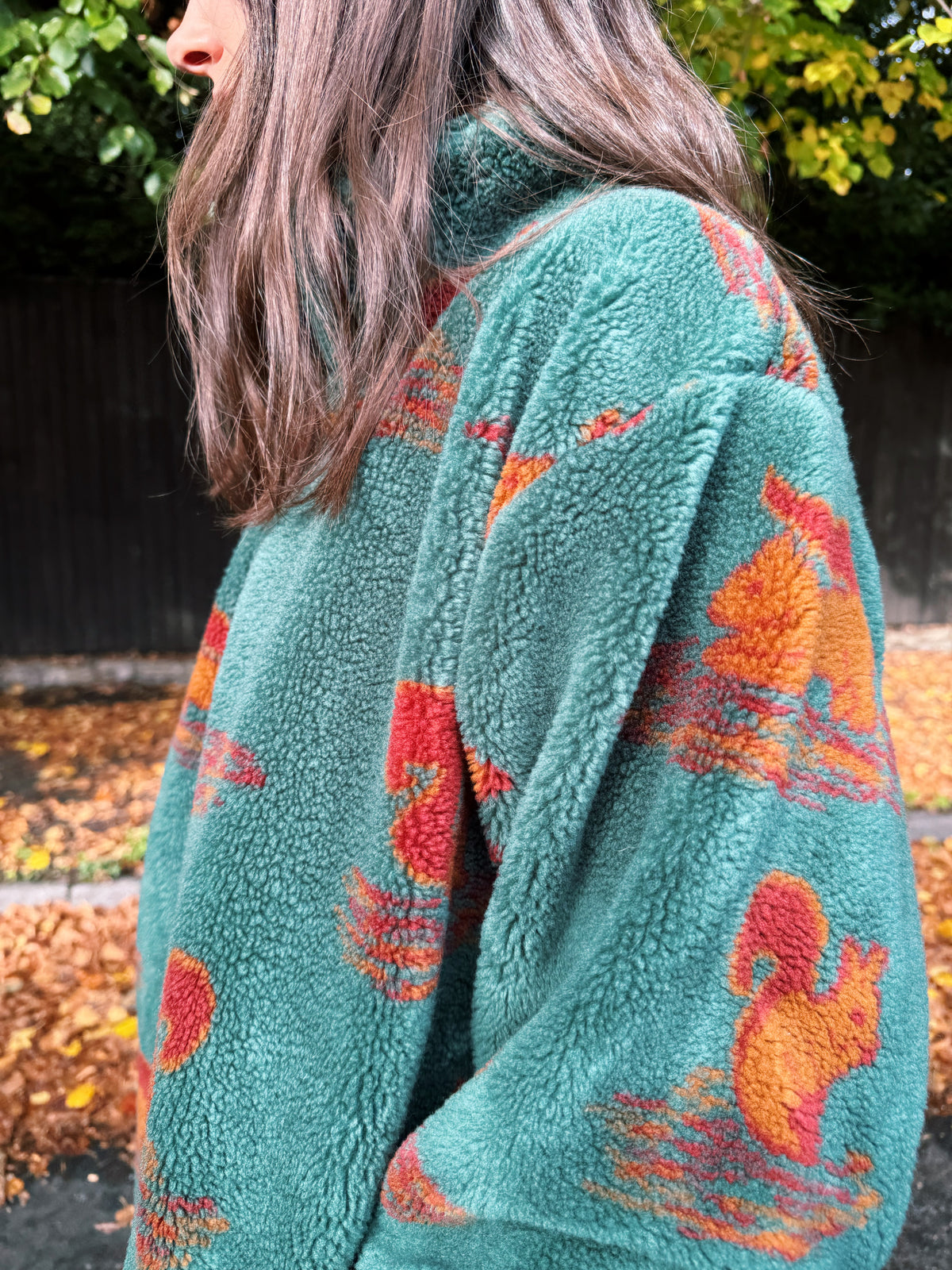 Vintage Squirrel Pattern Teddy Fleece Jacket