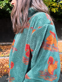 Vintage Squirrel Pattern Teddy Fleece Jacket
