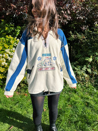 Vintage Polar Bear Embroidered 1/4 Zip Fleece