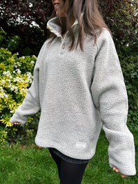 Vintage Cream Teddy 1/4 Button Polartec Fleece Pullover