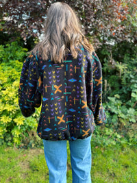 Vintage Abstract Pattern Full Zip Polartec  Fleece Jacket