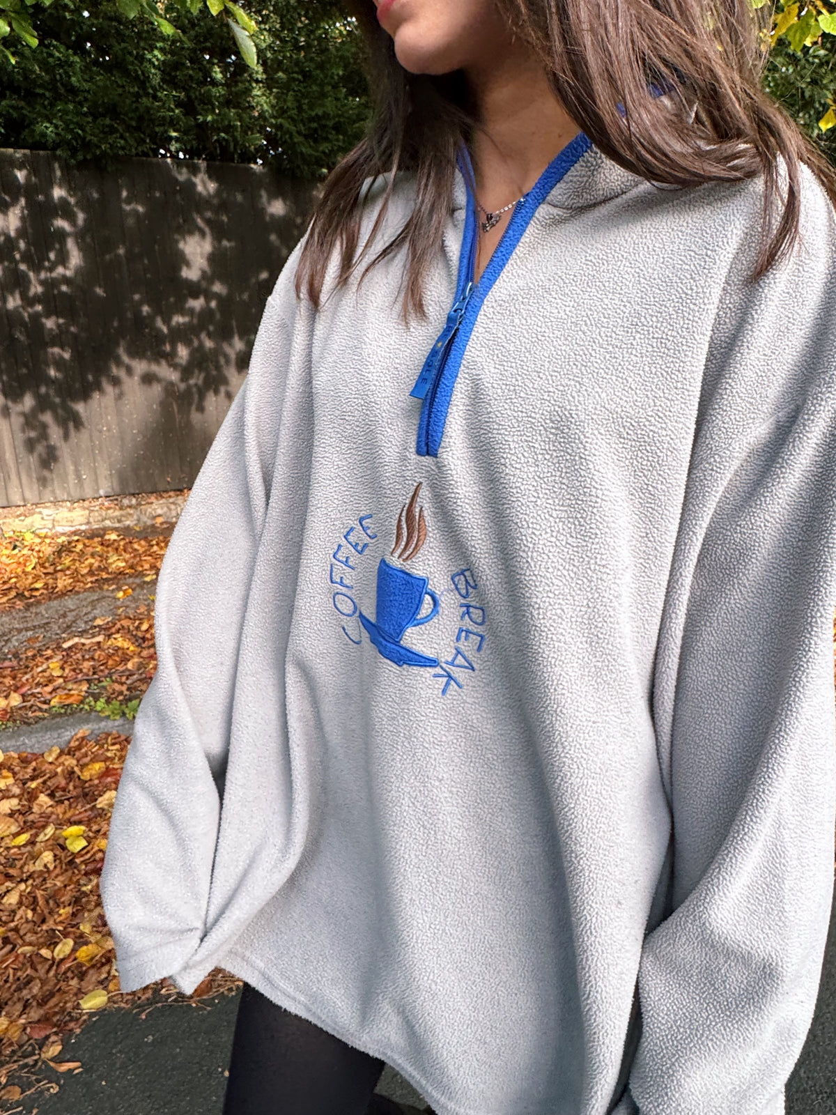 Vintage Coffee Break Embroidered 1/4 Fleece