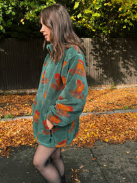 Vintage Squirrel Pattern Teddy Fleece Jacket