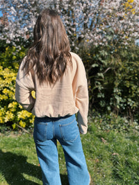 Cosy Nude 1/4 Button Cropped Fleece