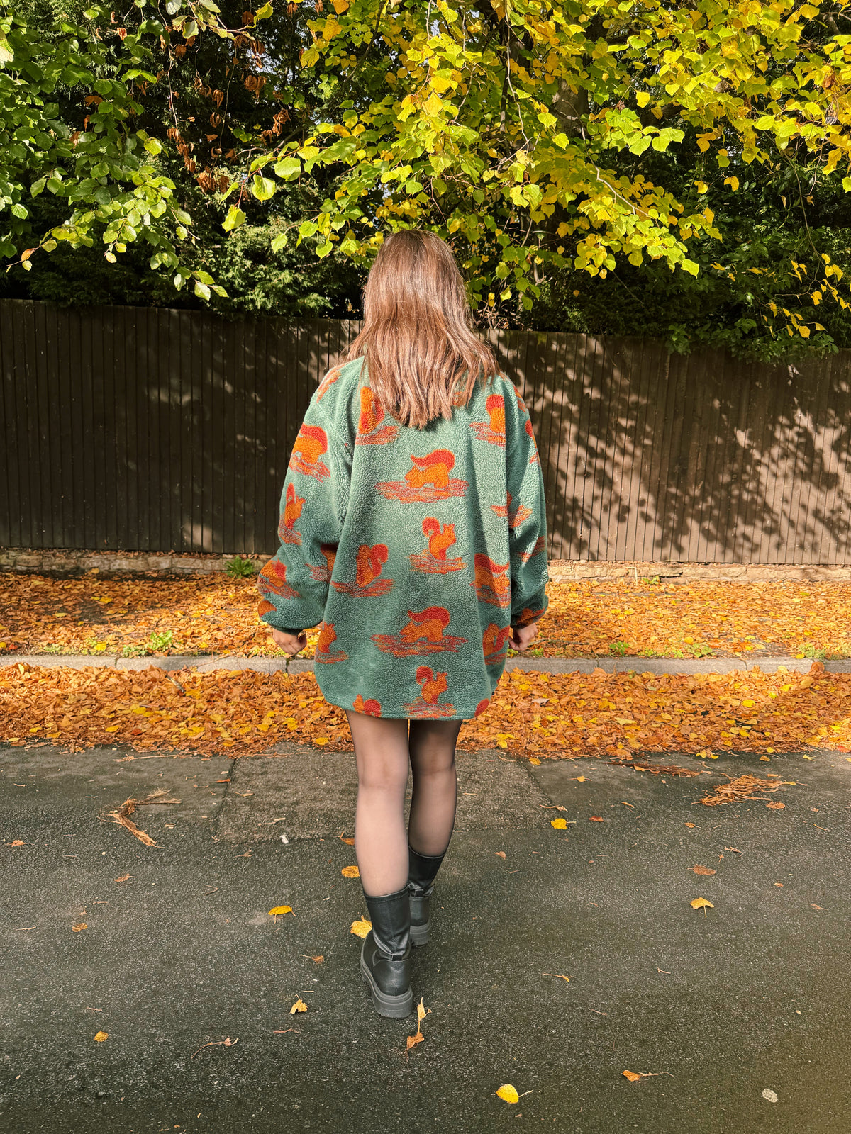 Vintage Squirrel Pattern Teddy Fleece Jacket