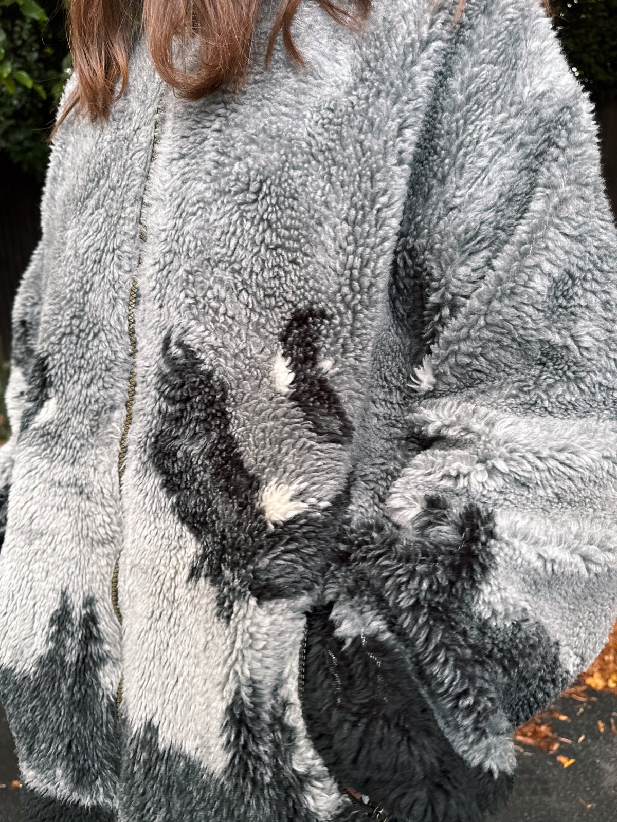 Vintage Eagle Patterned Teddy Fleece Jacket