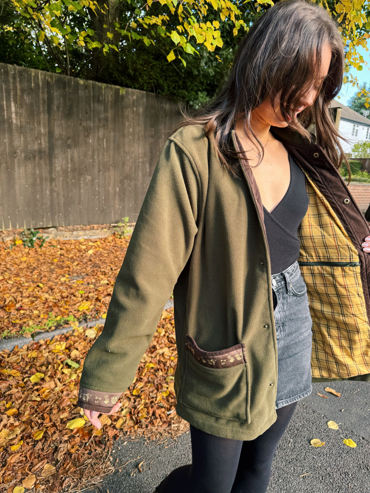 Vintage Olive Green Country Fleece Jacket