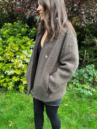 Vintage Canadiens Brown Sherpa Teddy Fleece Jacket