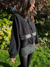 Vintage Nike Black Teddy Fleece Zip-Up Jacket