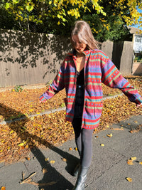 Vintage 90s Colourful Aztec Pattern Full Zip Fleece