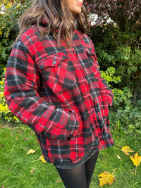 Vintage Checked Zip-Up Teddy Fleece Lined Jacket With Hood