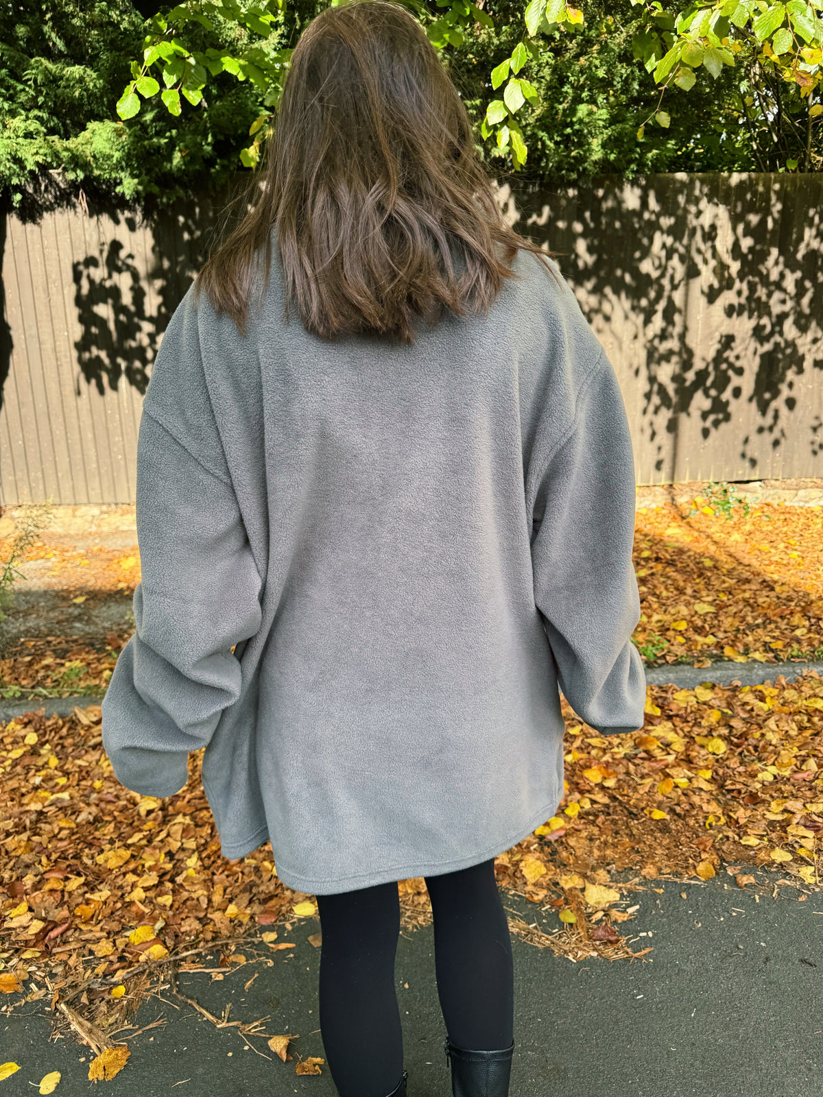 Vintage Grey Zip-Up Fleece Jacket