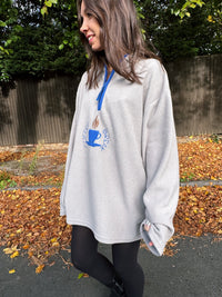 Vintage Coffee Break Embroidered 1/4 Fleece