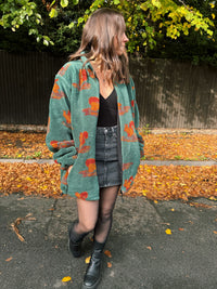 Vintage Squirrel Pattern Teddy Fleece Jacket