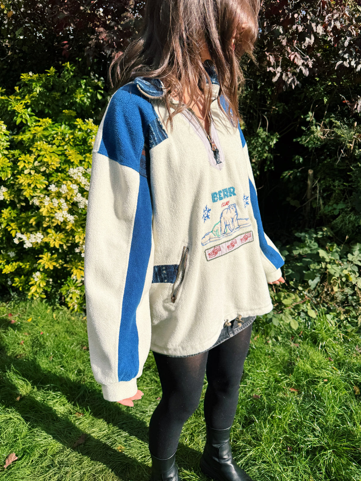 Vintage Polar Bear Embroidered 1/4 Zip Fleece