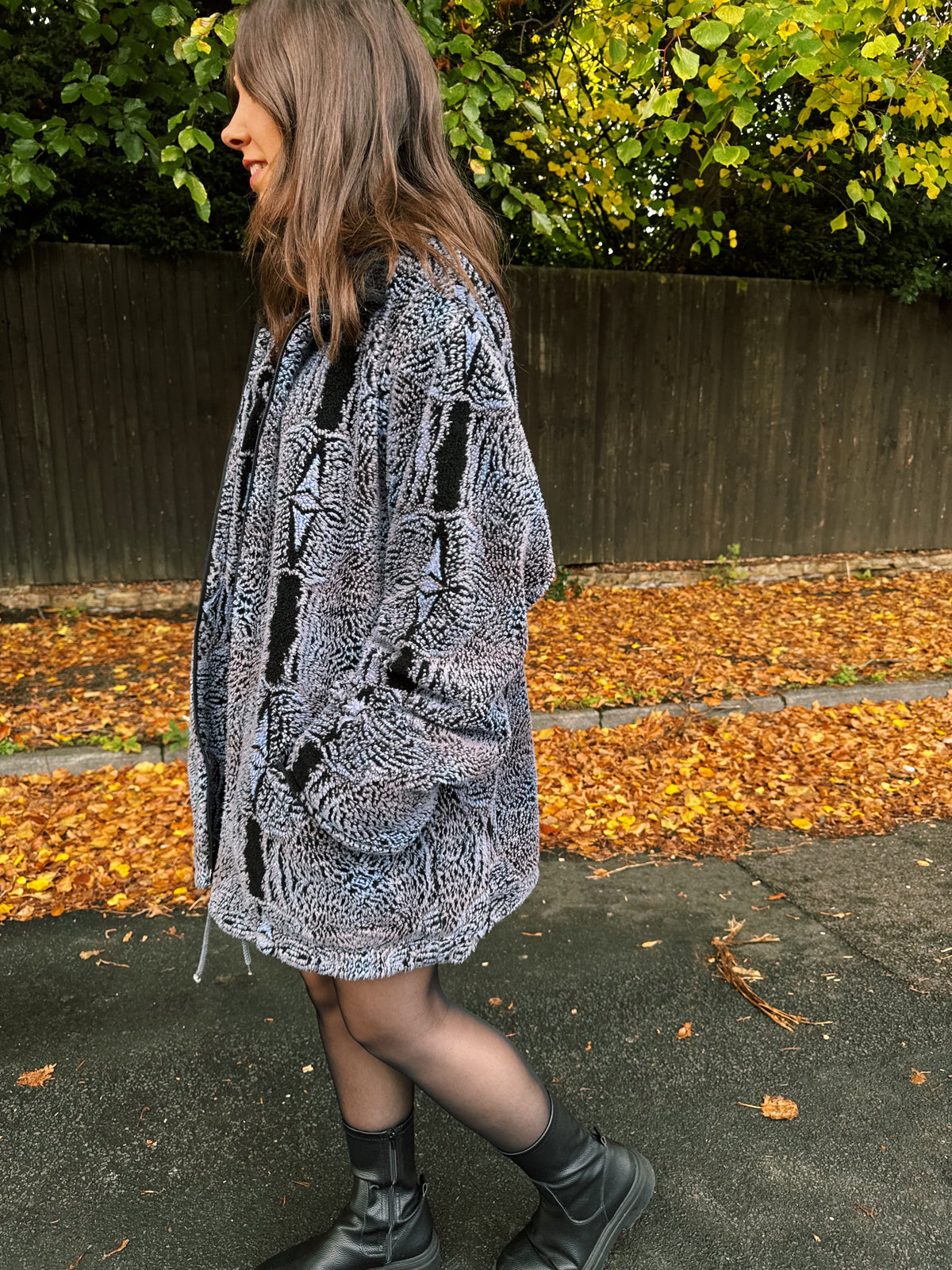 Vintage Abstract Pattern Teddy Fleece Jacket