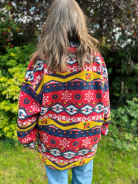 Vintage Aztec Pattern 1/4 Zip Fleece Jacket