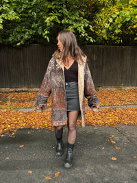 Vintage Woodland Deer Patterned Fleece Jacket With Hood