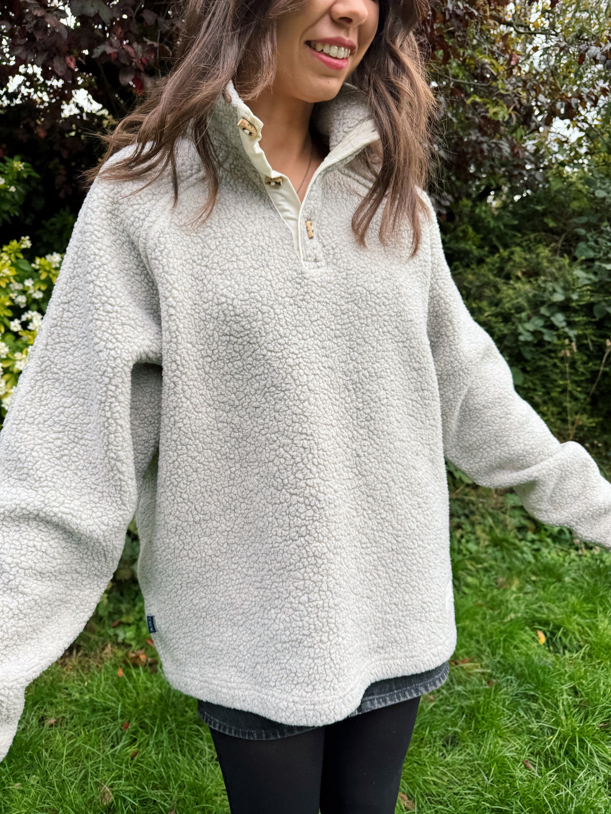 Vintage Cream Teddy 1/4 Button Polartec Fleece Pullover