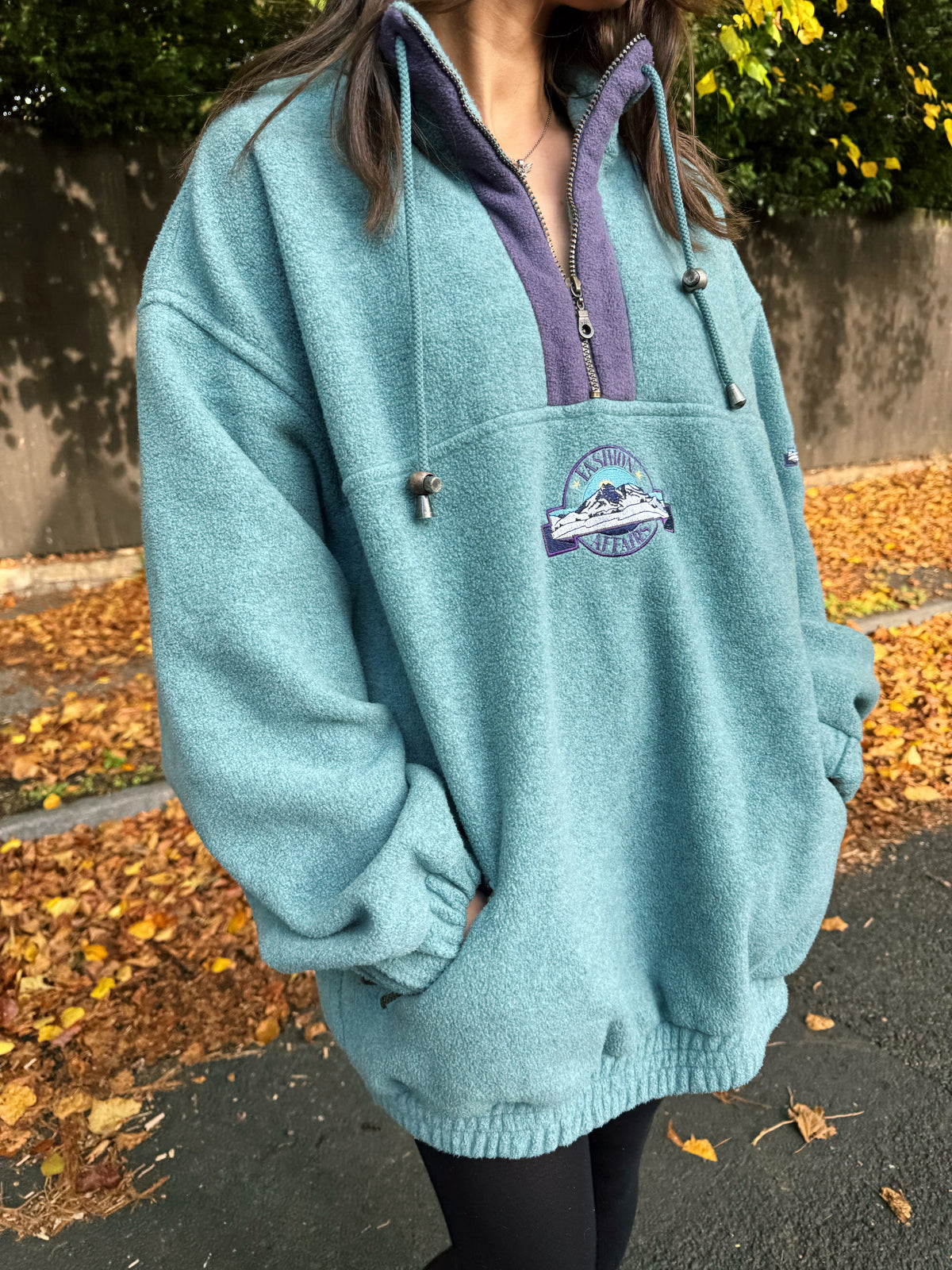 Vintage Teal & Purple 1/4 Zip Mountain Fleece