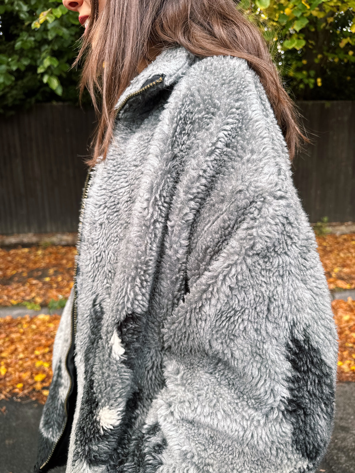 Vintage Eagle Patterned Teddy Fleece Jacket