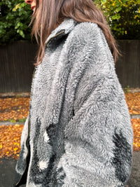 Vintage Eagle Patterned Teddy Fleece Jacket