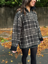 Jack & Jones Check Patterned 1/4 Zip Teddy Fleece Pullover