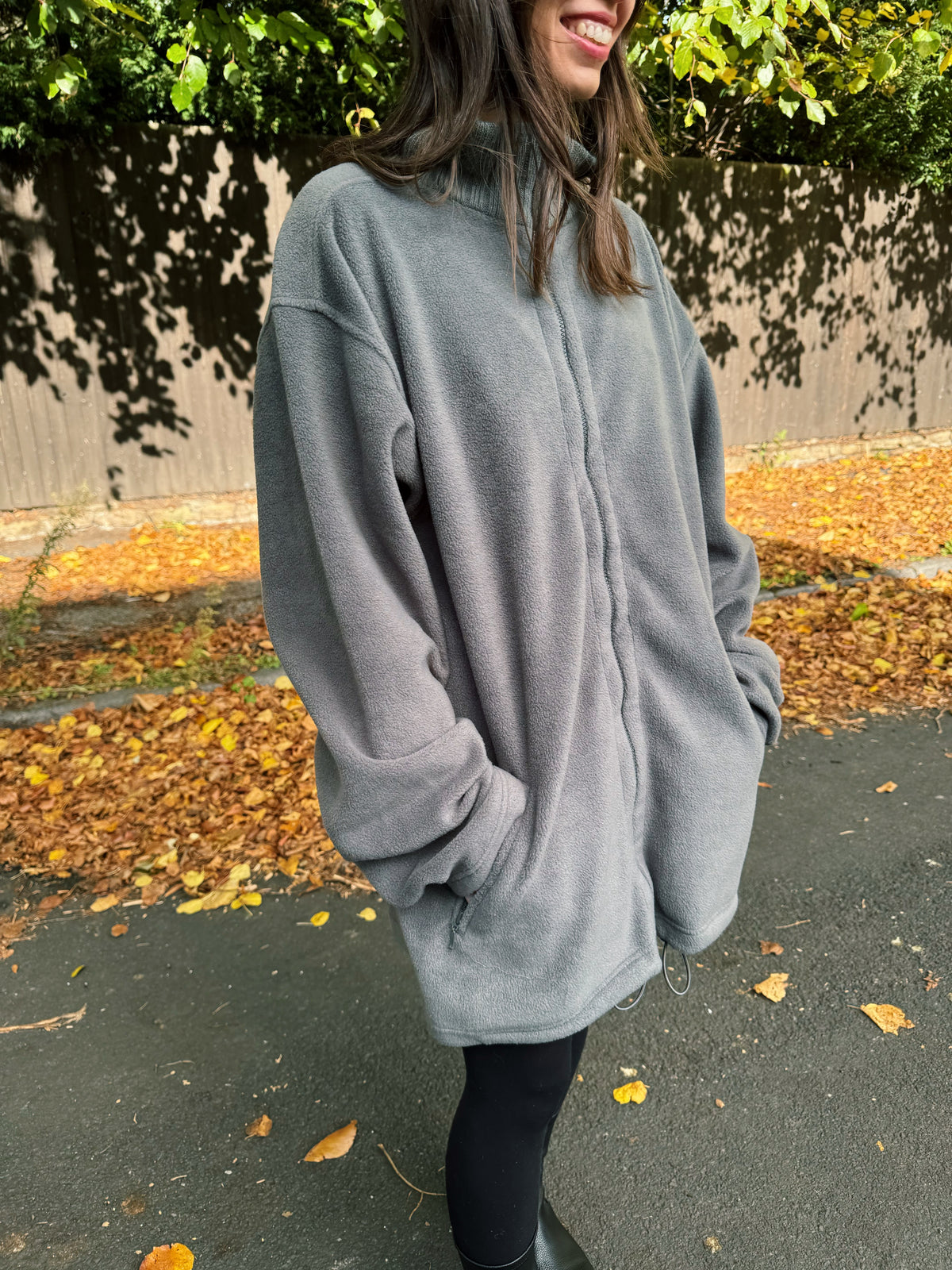 Vintage Grey Zip-Up Fleece Jacket