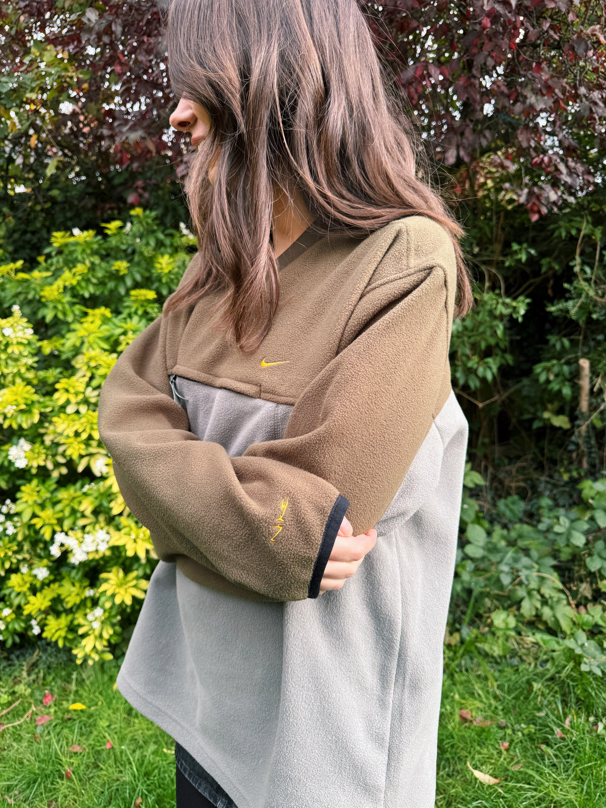 Vintage Nike Fleece Sweatshirt in Two-Tone Brown & Grey