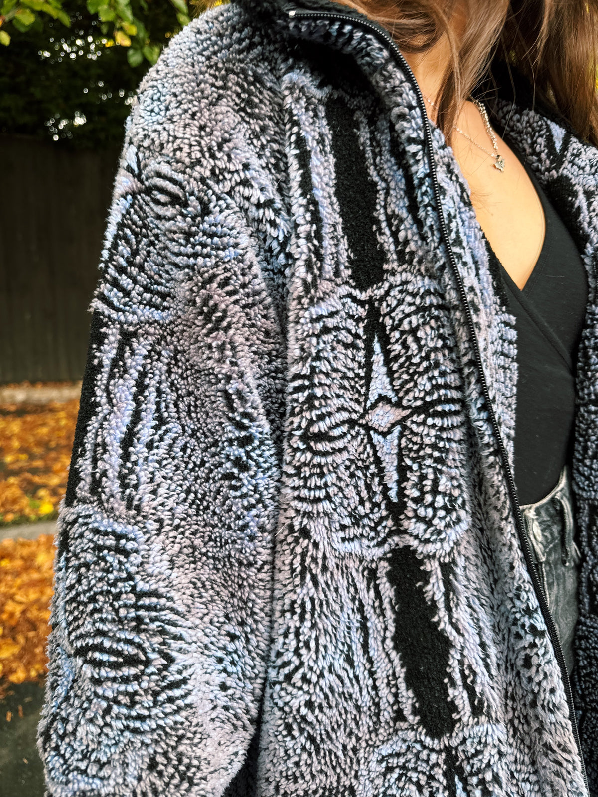 Vintage Abstract Pattern Teddy Fleece Jacket