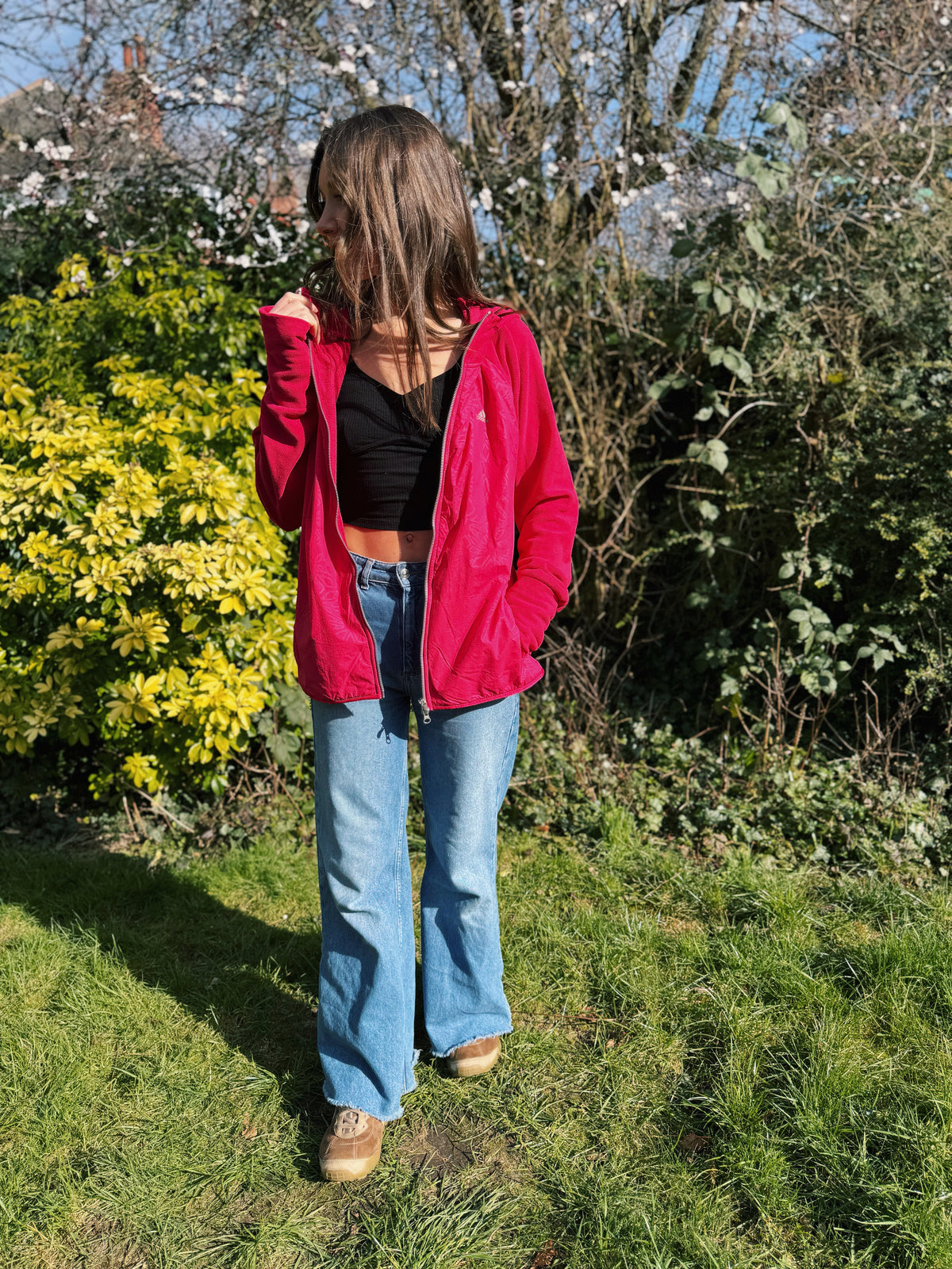 Adidas Full Zip Fleece Hoodie Pink