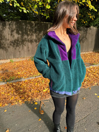 Vintage Helly Hansen Profile Sherpa Fleece Jacket Teal & Purple
