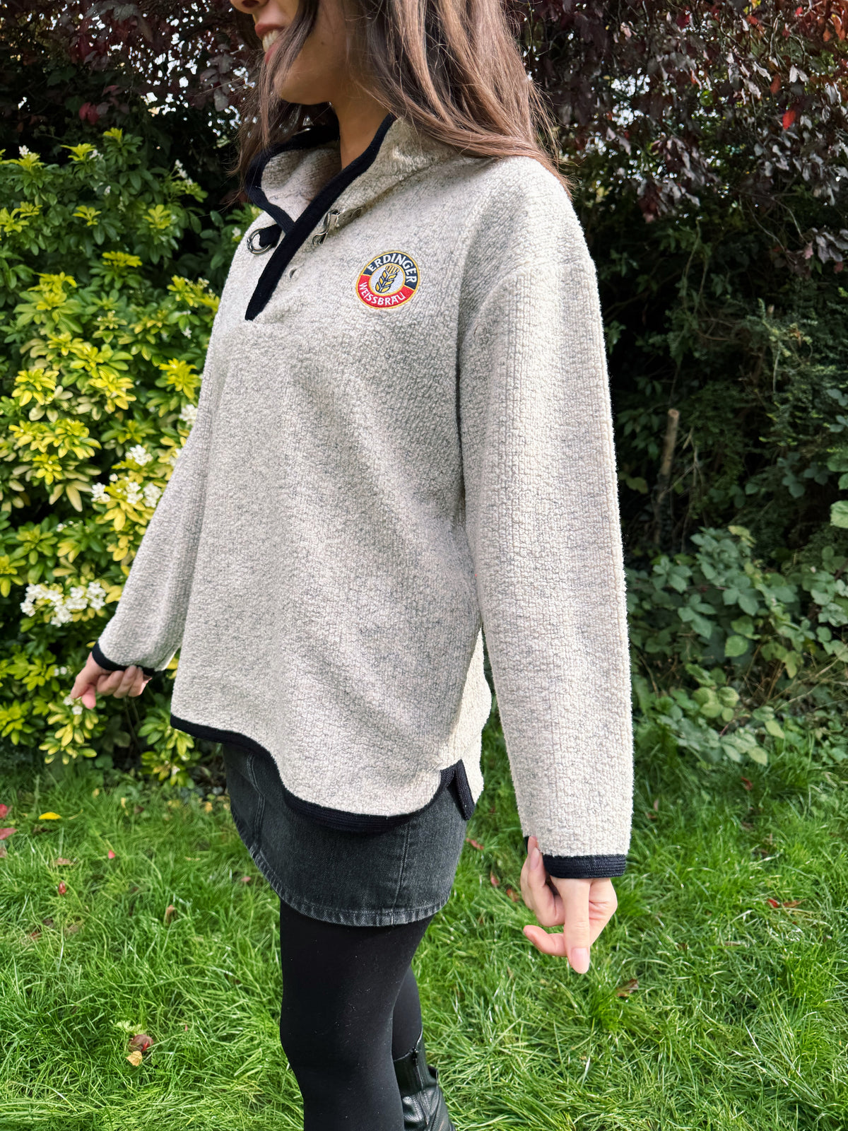 Vintage Erdinger Beer 1/4 Button Teddy Fleece