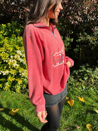 Brugi Vintage Ski Scene Embroidered 1/4 Zip Fleece