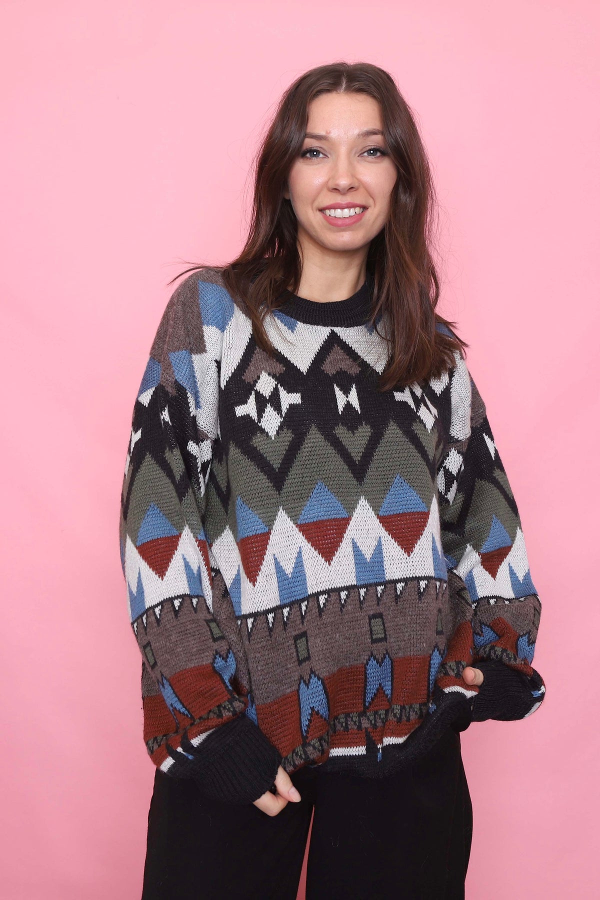 Vintage Graphic Pattern Knit Jumper