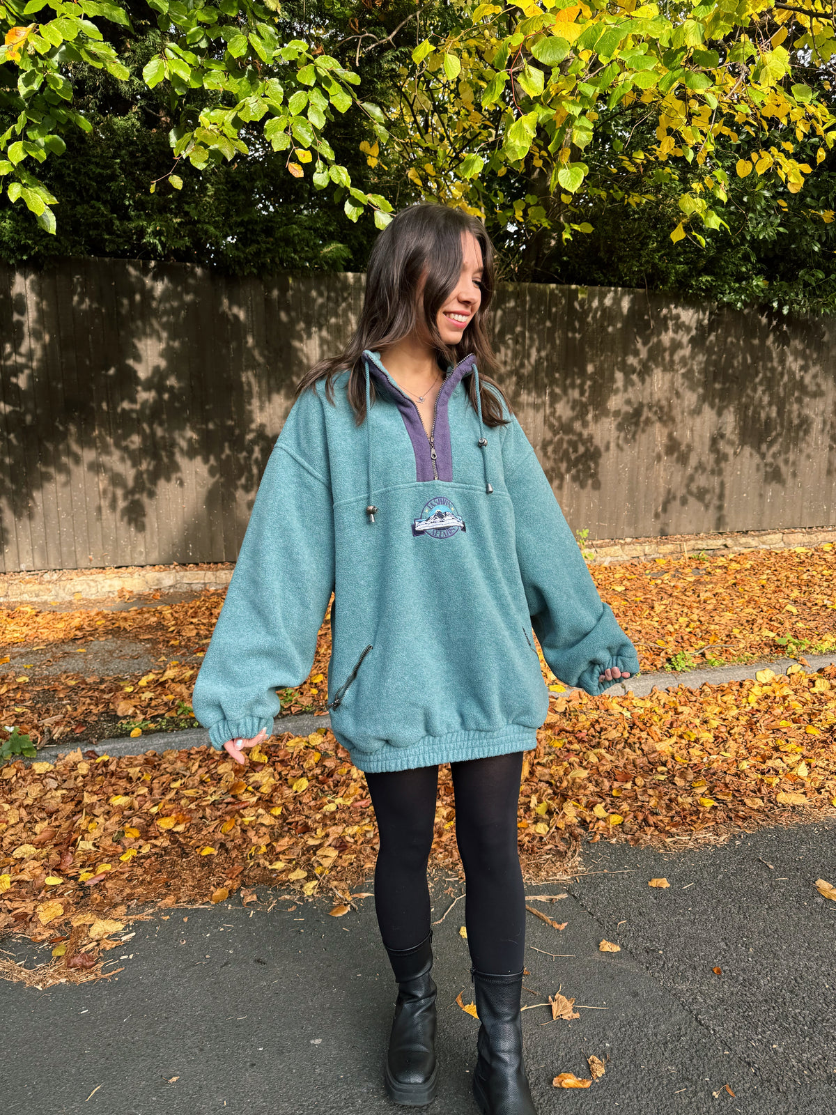 Vintage Teal & Purple 1/4 Zip Mountain Fleece