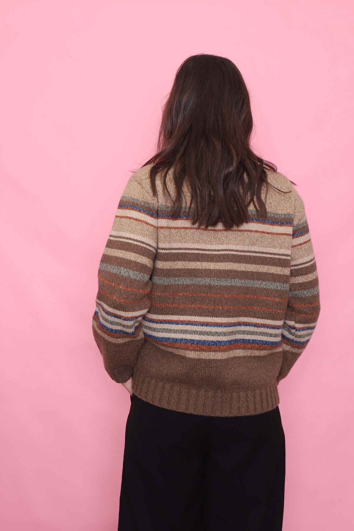 Vintage Earth Tone Stripe Knit Jumper