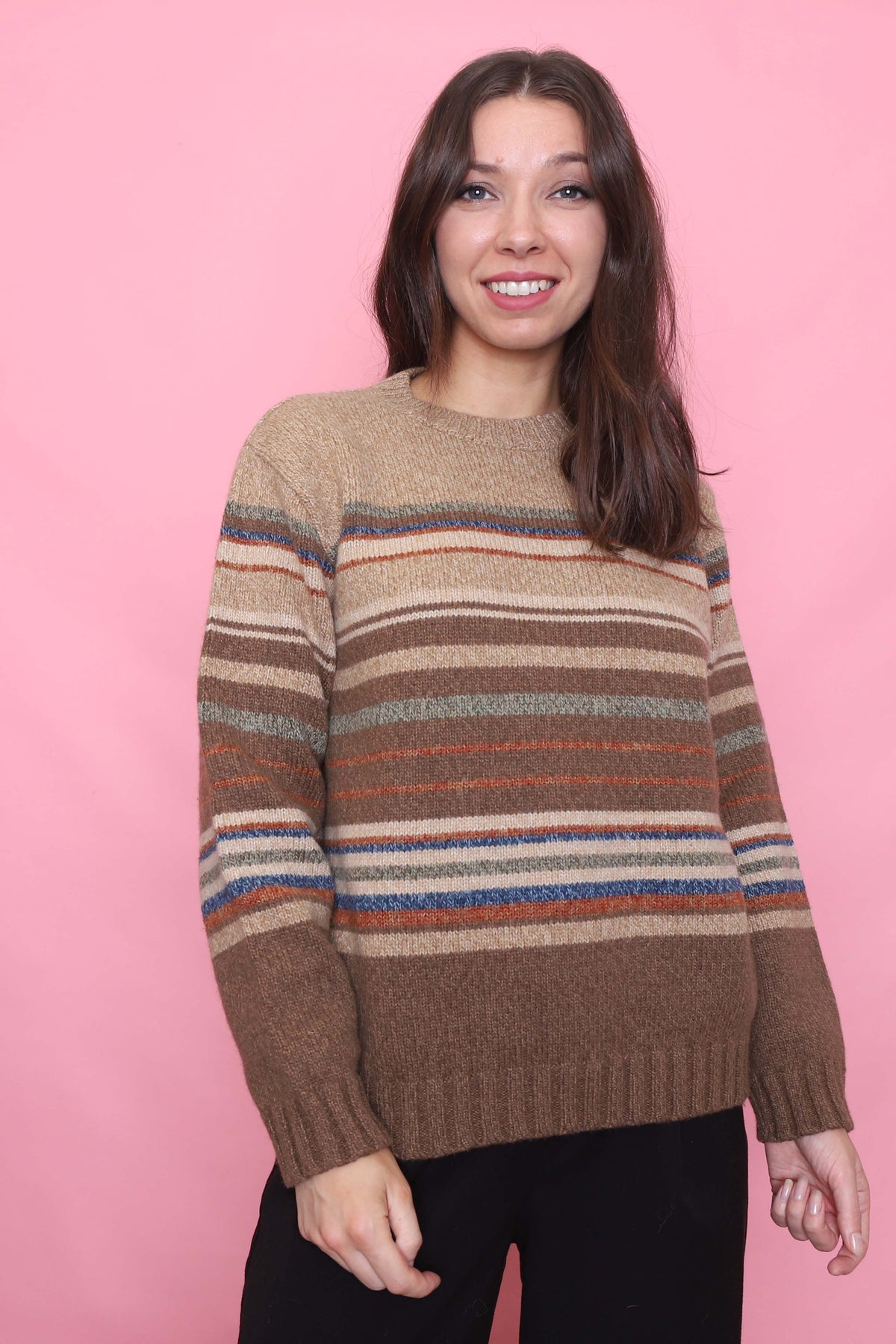 Vintage Earth Tone Stripe Knit Jumper