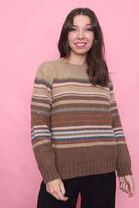 Vintage Earth Tone Stripe Knit Jumper